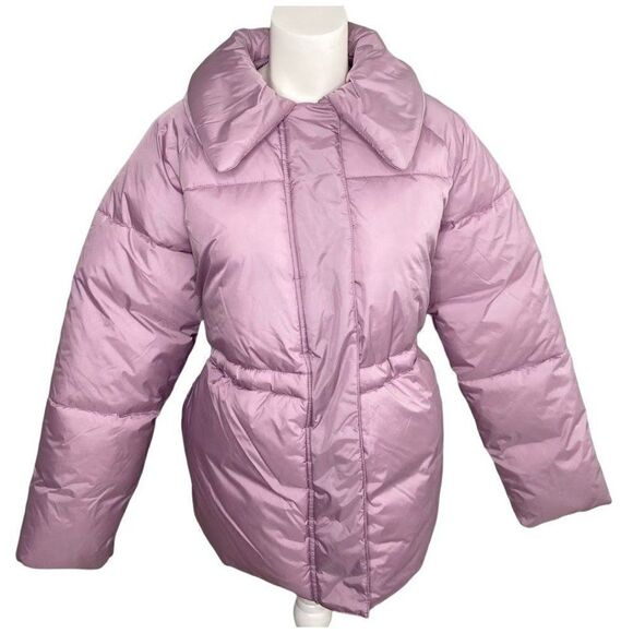 a new day Puffer‎ Jacket Coat Women's SMALL Purple Mauve Mid-Length Soft Pockets - Picture 1 of 15